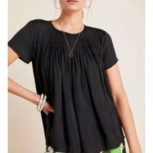 Dolan Left Coast Pleated Black Blouse Office Chic Professional Womens Small